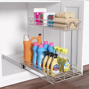 NEW OCG Under Sink Two-Tier Pull Out Cabinet Organizer 14.75"W x 17" D